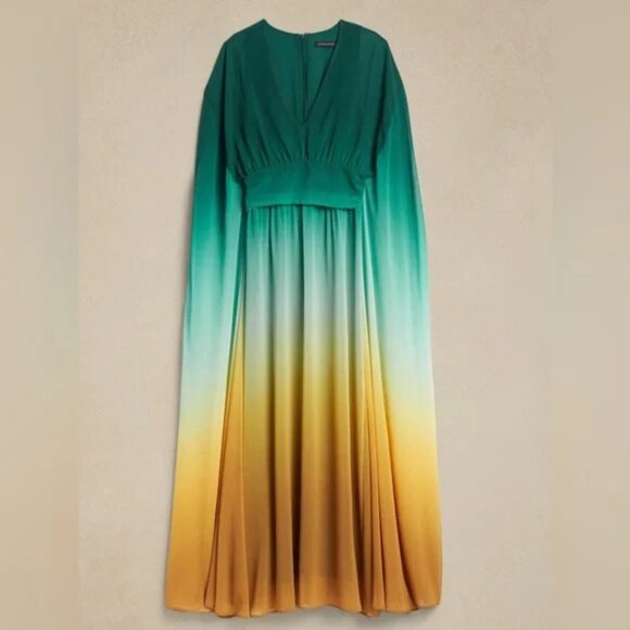 Banana Republic Daybreak Ombre Blue Zela Chiffon Maxi Dress, Size - Picture 4 of 4